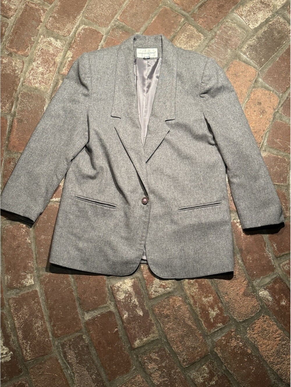 VTG Fundamental Things Women's Wool Single Button Blazer Size 12 Grey
